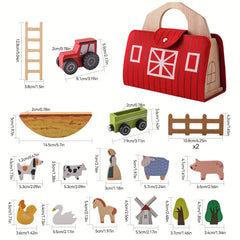 Wooden Baby Educational Play House Animal Barn Stacking Toys