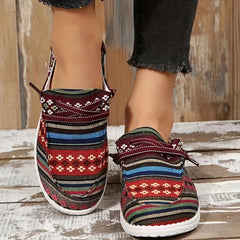 Women's Flowers Patterned Canvas Flat Shoes