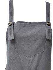 Casual Jumpsuit Women's Plus Solid Button Detail Pocket Patched Overal