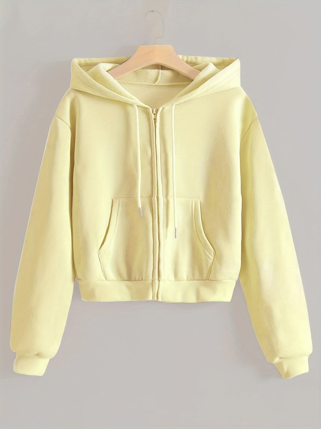 Casual Kangaroo Pocket Hoodie Long Sleeve Zip Up Sweatshirt