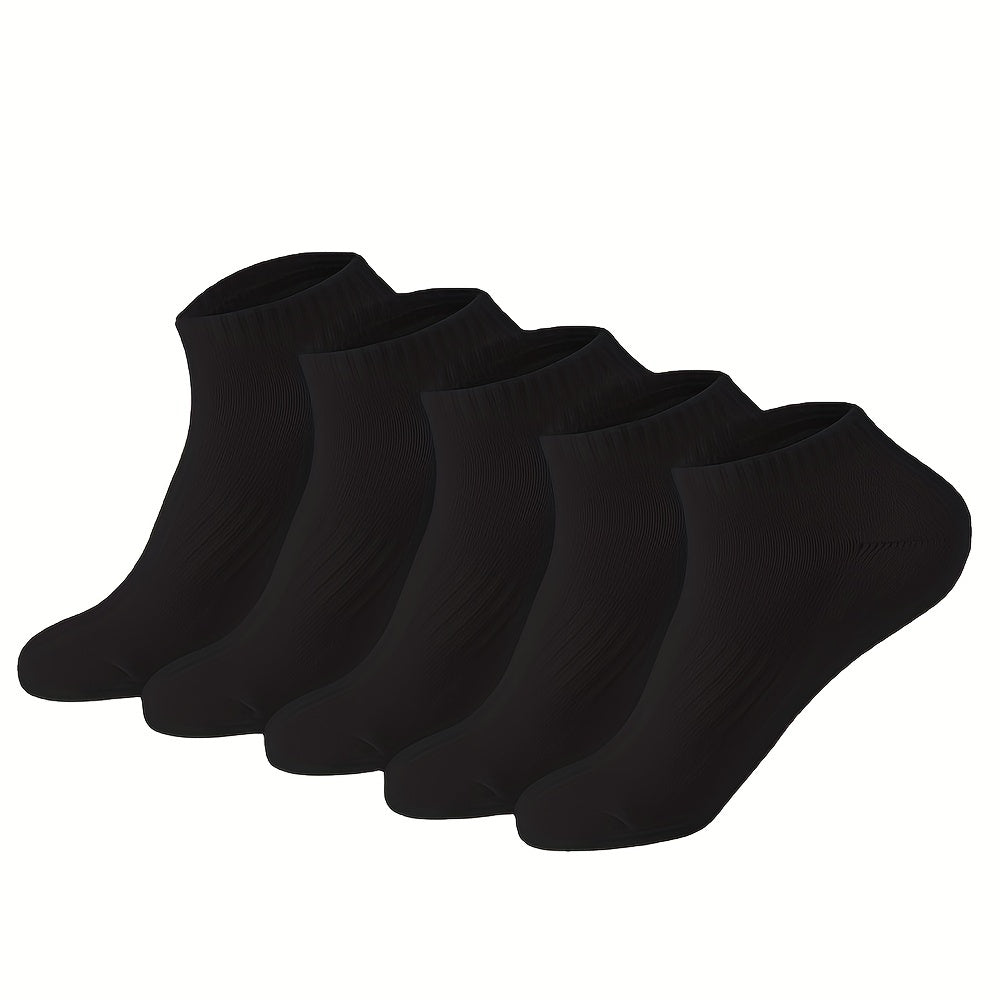 5 Pairs Men's Casual Sports Socks - Sweat Absorption, Odor Resistance