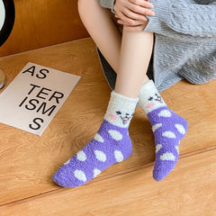 5 Pairs Bunny Print Socks Comfy & Fuzzy Women's Stockings
