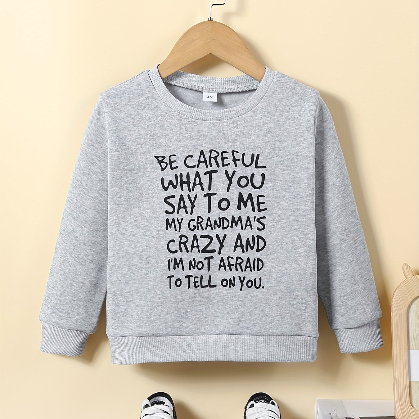 Boy's Novelty Letter Print Sweatshirt Long Sleeve Top