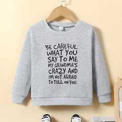 Boy's Novelty Letter Print Sweatshirt Long Sleeve Top