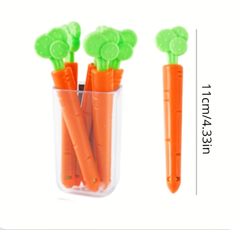 3pcs Carrot Chip Clips with Magnet Holder Box