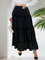 Solid Elastic High Rise Maxi Skirt