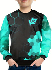 Hexagon Print Kid's Sweatshirt Unisex Pullover Top