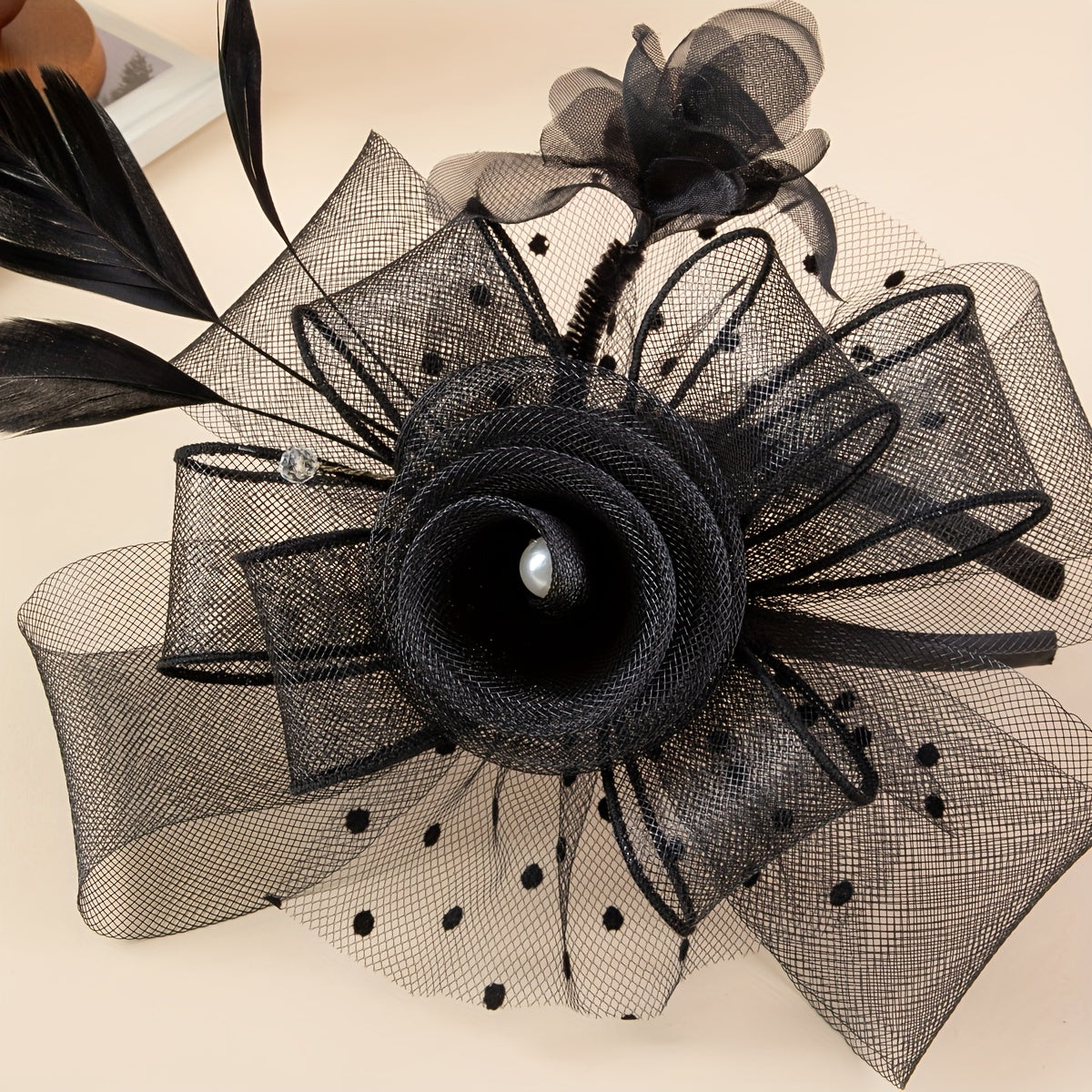 Vintage Mesh Flower Feather Headband Hair Accessory