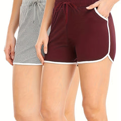 2 Pack Plus Size Sports Shorts Set Medium Stretch Bik