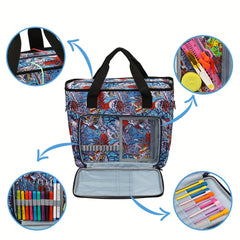 Portable Knitting Tote Bag for Yarn, Needles, Hooks - Large Capacity Crochet Bag