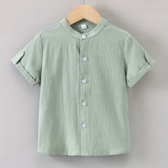 Boys Plain Shirt Short Sleeve Tops For Kids Summer