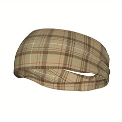 Vintage Plaid Headband Beige Red Pattern Polyester Blend Sports Headwear