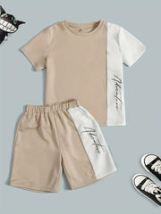 Boys Casual Block Letter Graphic Print T-shirt & Shorts Set