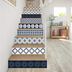 6pcs Staircase Retro Tile Wall Sticker, Waterproof Self-adhesive Vinyl Decal