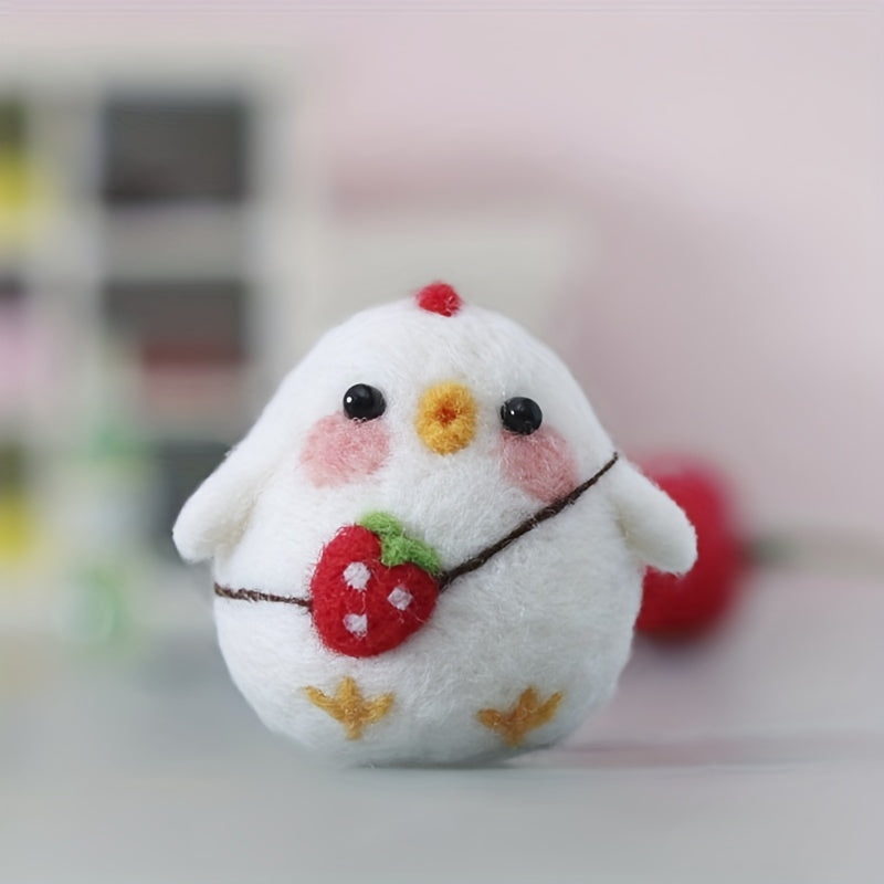Chicken Wool Felt DIY Kit Embroidery Cloth Threads Needles Instructions