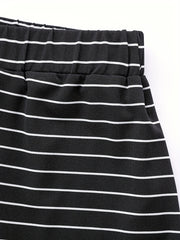 Striped Drawstring Shorts for Women