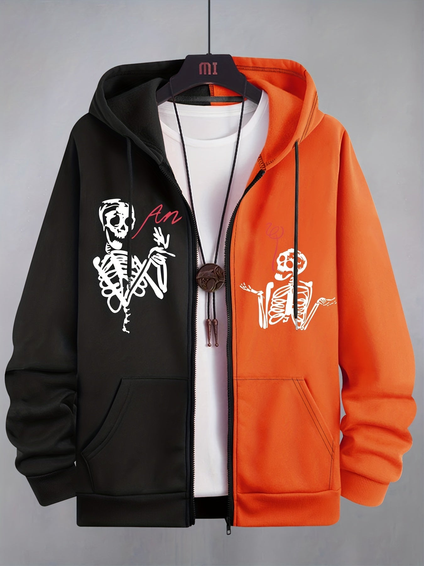 Patchwork Happiness Letter & Number 87 Print Men's Hooded Sweatshirt