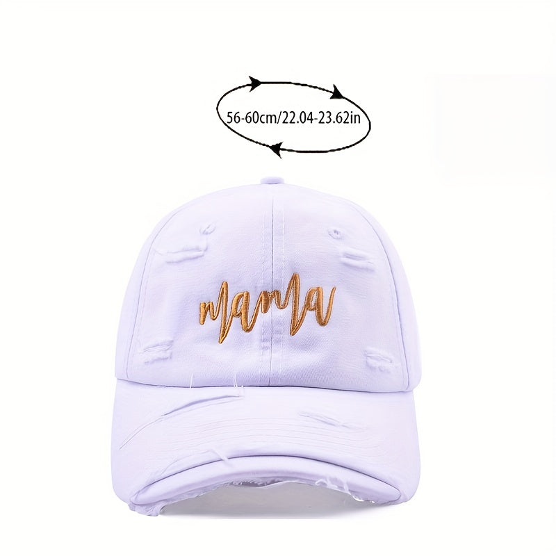 Mama Embroidery Ripped Baseball Cap Dad Hats Lightweight Sun Hat