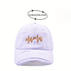 Mama Embroidery Ripped Baseball Cap Dad Hats Lightweight Sun Hat