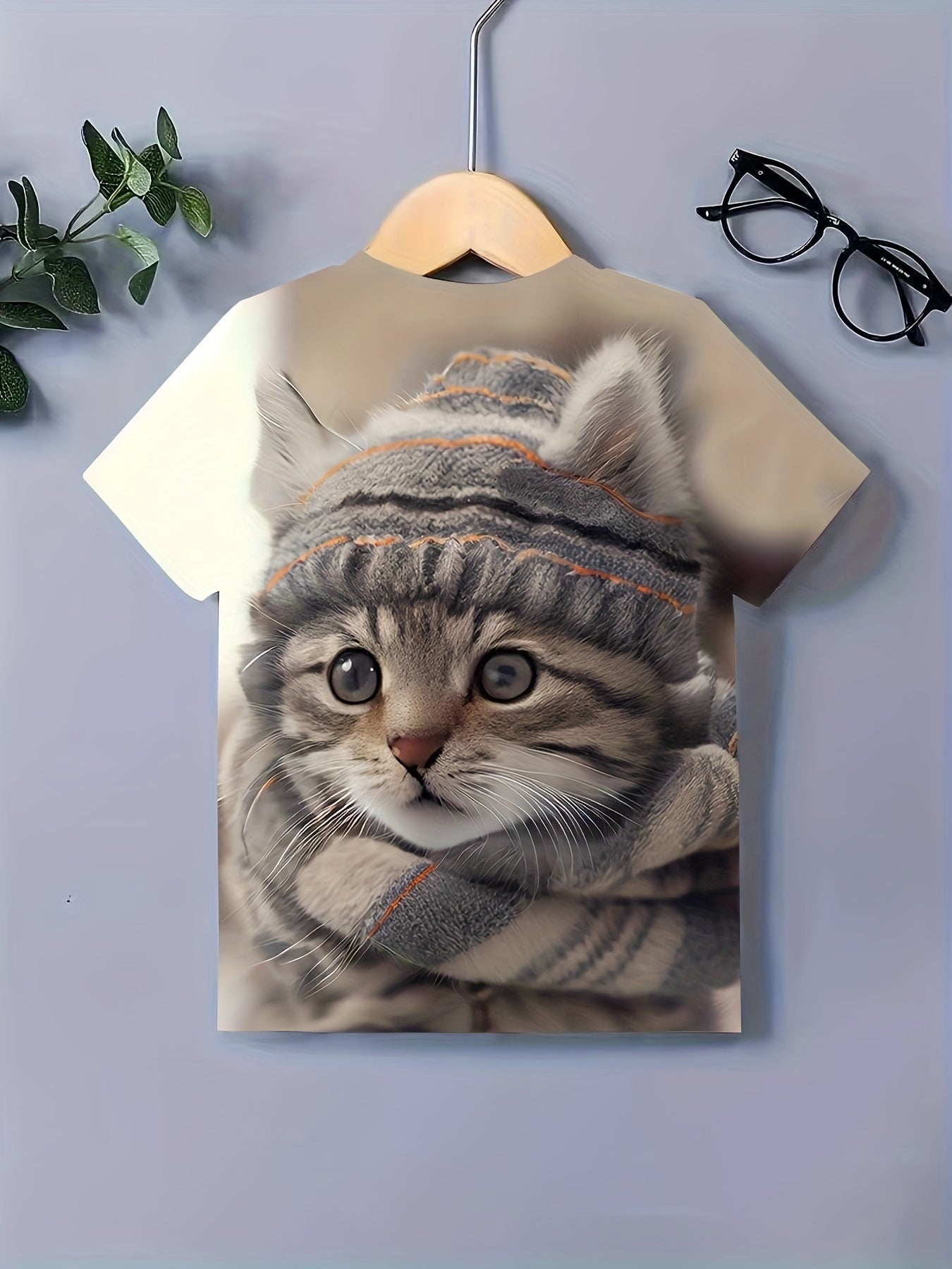 3D Cat Graphic Short Sleeve T shirt for Girls Summer Sports