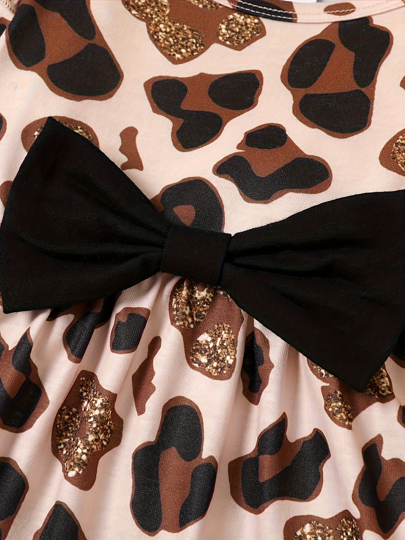 3pcs Baby Girls Leopard Print Sleeve Top Pants Set With Headband