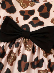 3pcs Baby Girls Leopard Print Sleeve Top Pants Set With Headband