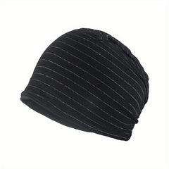 Solid Stripe Soft Beanies Lightweight Elastic Cotton Blend Beanie Skull Cap