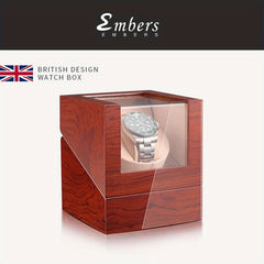 Embers Luxury Single Watch Winder Wooden Shaker Box Glass Storage Case
