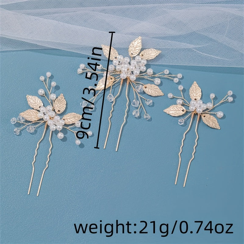 Rhinestone Bead Hairpin Alloy Hair Accessories