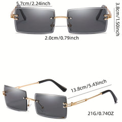 Rectangle Rimless Sunglasses Gradient Anti Glare UV400