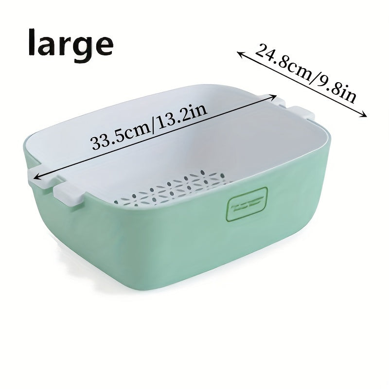 2-in-1 Kitchen Colander Strainer & Bowl Set Stackable Double Layered Colander