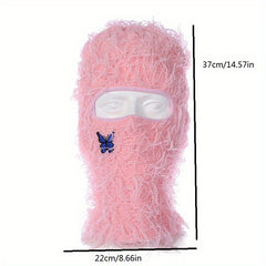 Unisex Thermal 1 Hole Winter Balaclava Hat With Embroidered Butterfly