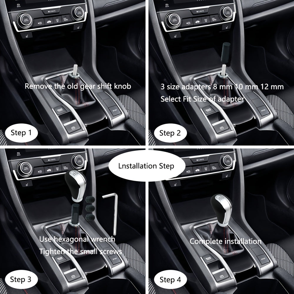 5 Speed Leather Shifter Knob for Manual Cars Trucks SUVs