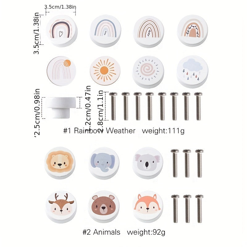 Scandi Kids Rainbow Animal Wooden Drawer Knob