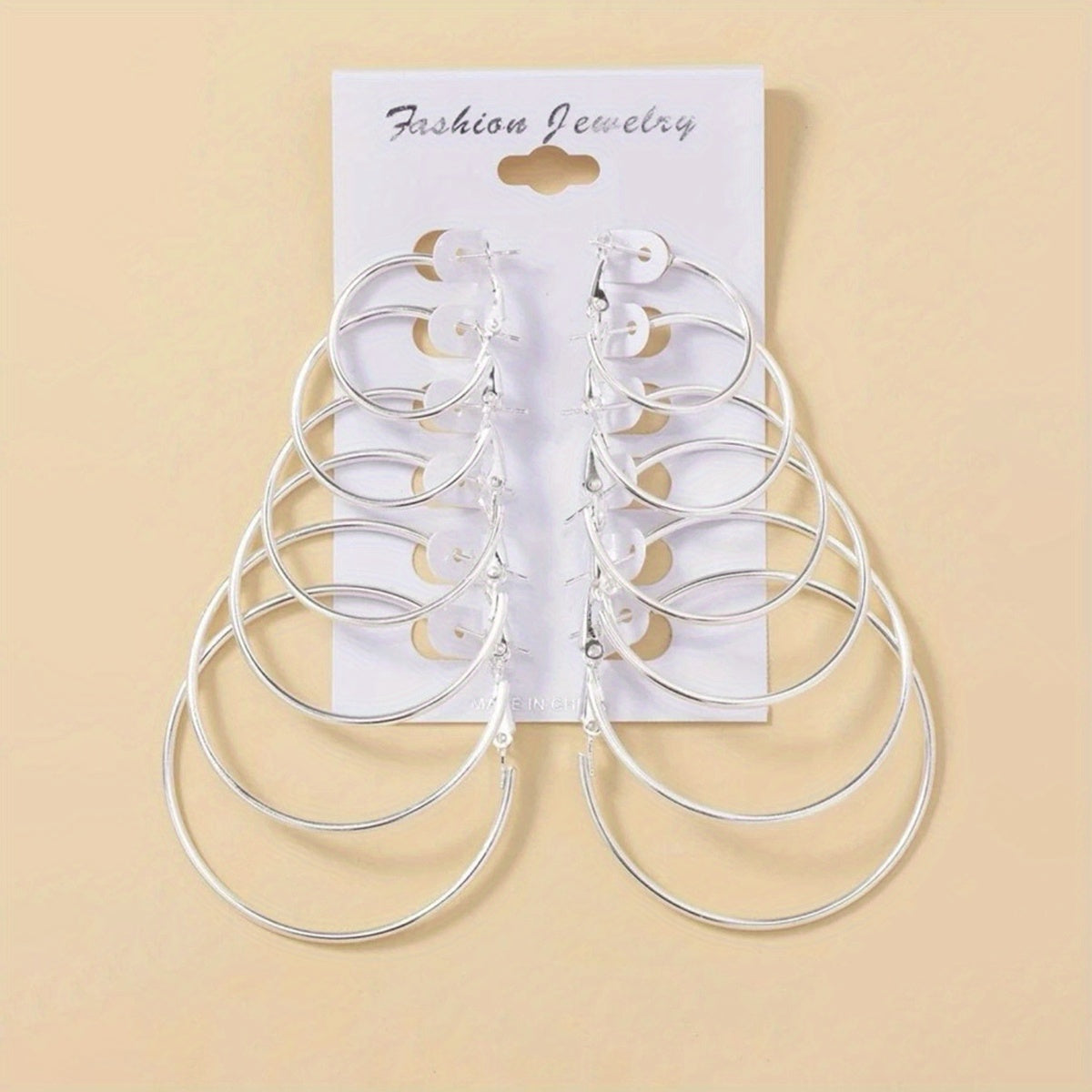 6pairs Exaggerated Hoop Earrings Set For Girls Rainbow Golden Silver