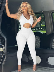 Sleeveless Cutout Jumpsuit Solid Bodycon Sexy Outfit