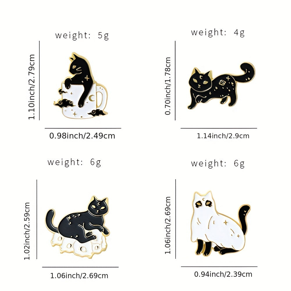 4pcs Cat Pin Badges For Girls DIY Accessories Perfect Gift