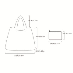 Cartoon Print Casual Tote Bag Large Capacity Foldable Shopping Shoulder Bag