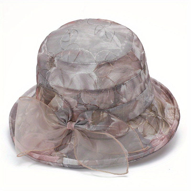 Begonia Print Organza Derby Hat Sun Hat Lightweight Bucket Hat Women's