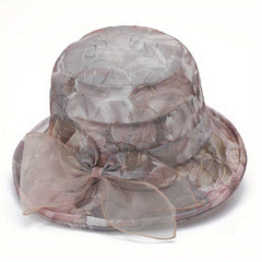Begonia Print Organza Derby Hat Sun Hat Lightweight Bucket Hat Women's