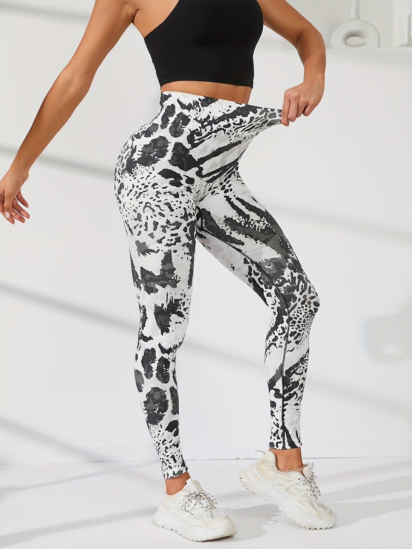 Leopard Print High Waist Hip Lift Leggings Sports Fitness Yoga Running Pants