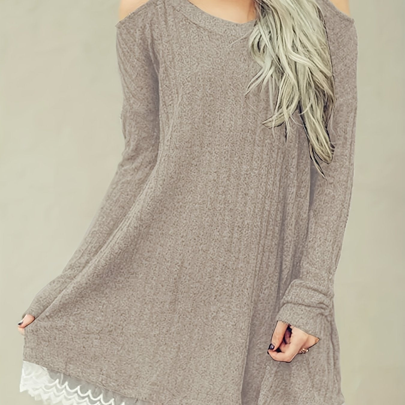 Colorblock Lace Sweater Dress