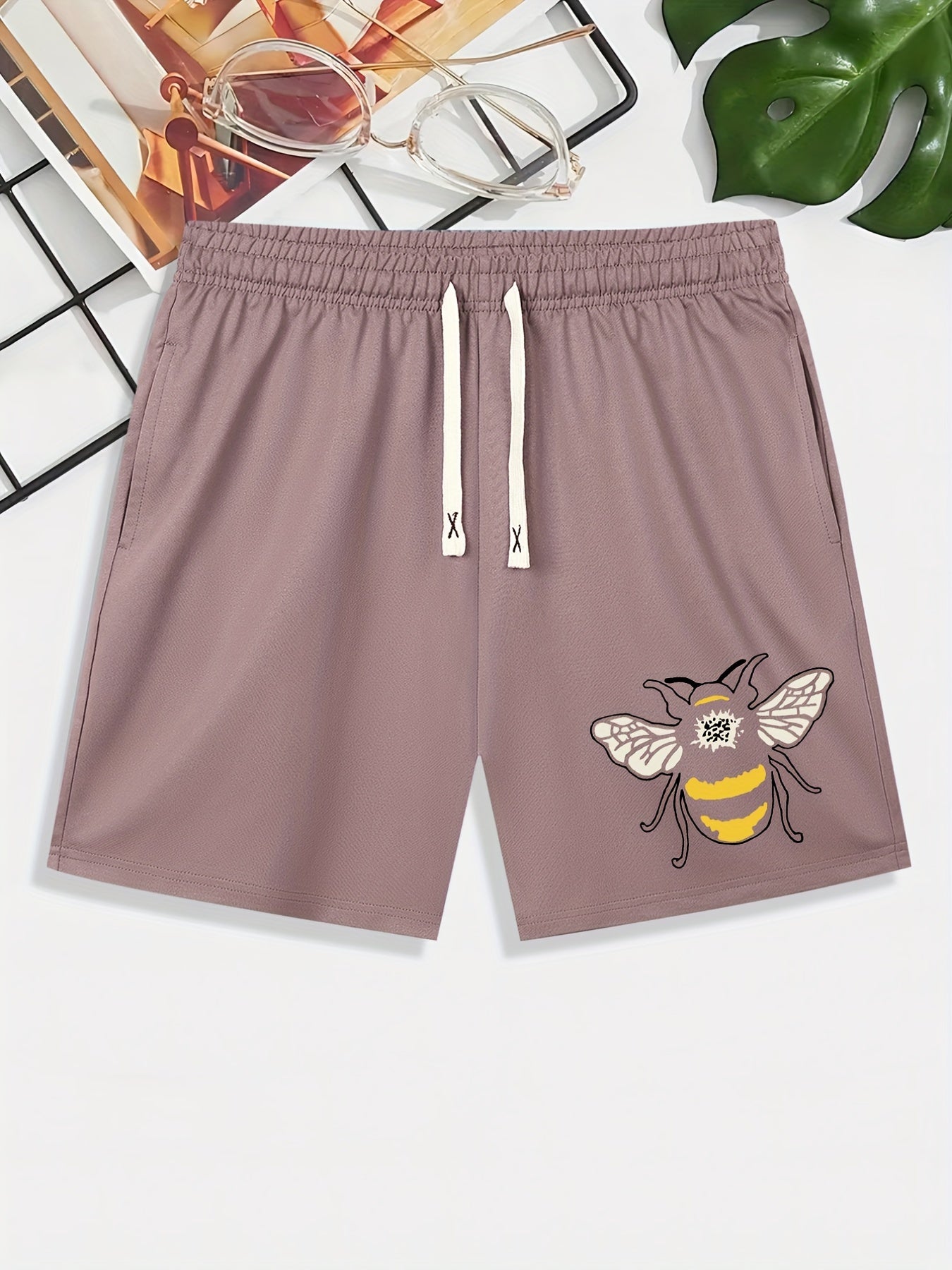 Bee Print Men's Comfy Drawstring Shorts
