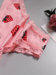 5 Pack Women's Plus Size Thongs Set Lace Pattern Contrast Stretch Medium