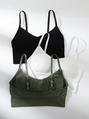 3pcs Solid Cami Tops Soft & Comfy Crop Top Women's Lingerie