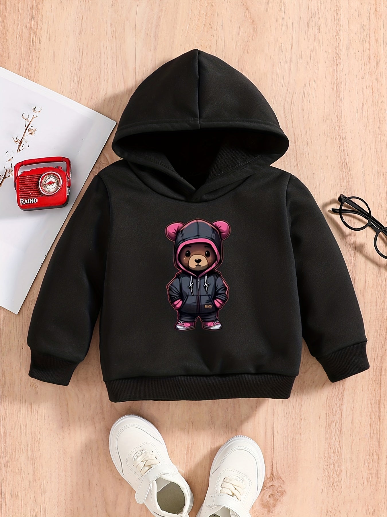Bear Hoodie Print Baby Boys Casual Pullover Hooded Sweatshirt