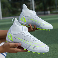 Men's High Top Spiked Football Boots, Geometry Pattern Soccer Cleats