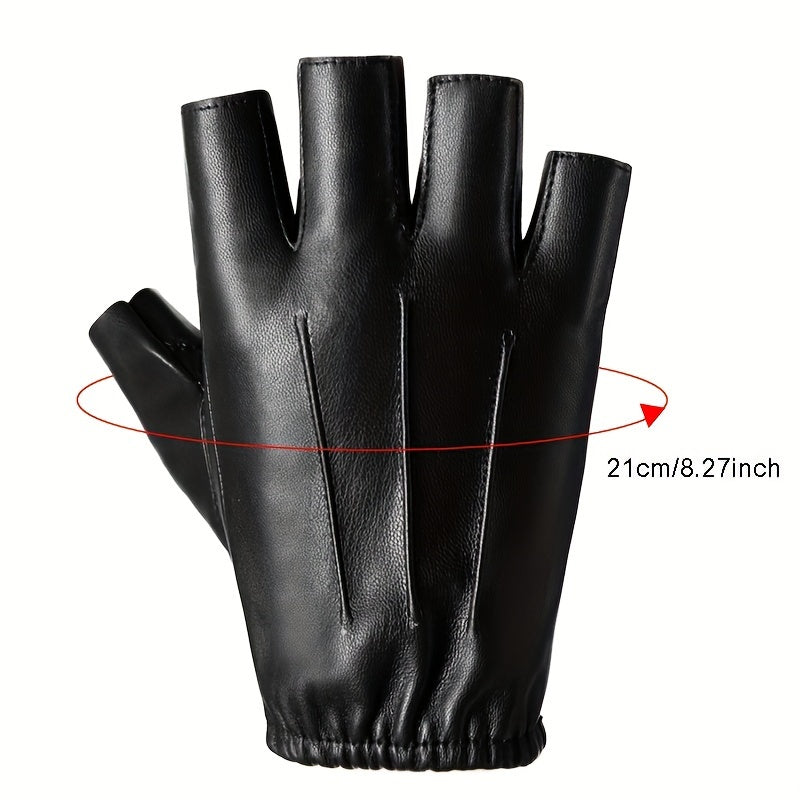 Half Finger Gloves for Outdoor Sports Faux Leather Gloves