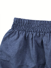 Casual Pants Women's Plus Chain Decor Waist Band High Rise Ruched Wide