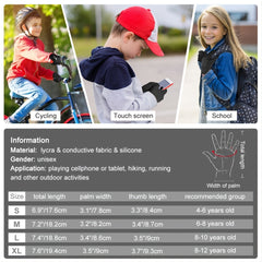 Kids Winter Touch Screen Sport Gloves Non-slip Cycling Gloves Age 4-12